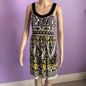 Super cute summer dress - yellow, gray and black pattern